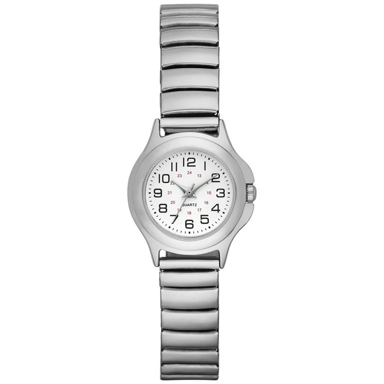 Time & Tru Women's Wristwatch: Silver Tone Case, Easy Read Dial, Expansion Band (FMDOTT004) | Walmart (US)