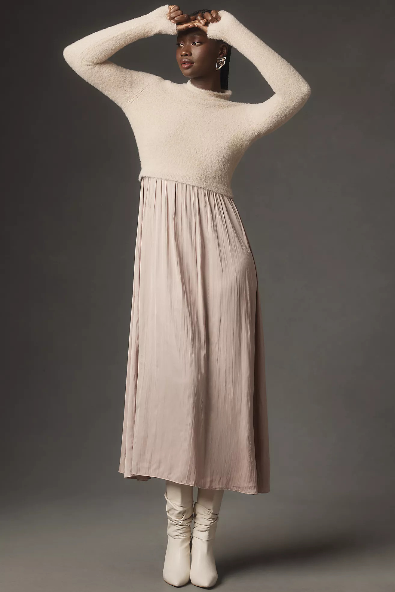 By Anthropologie Long-Sleeve Eyelash Twofer Sweater Dress | Anthropologie (US)