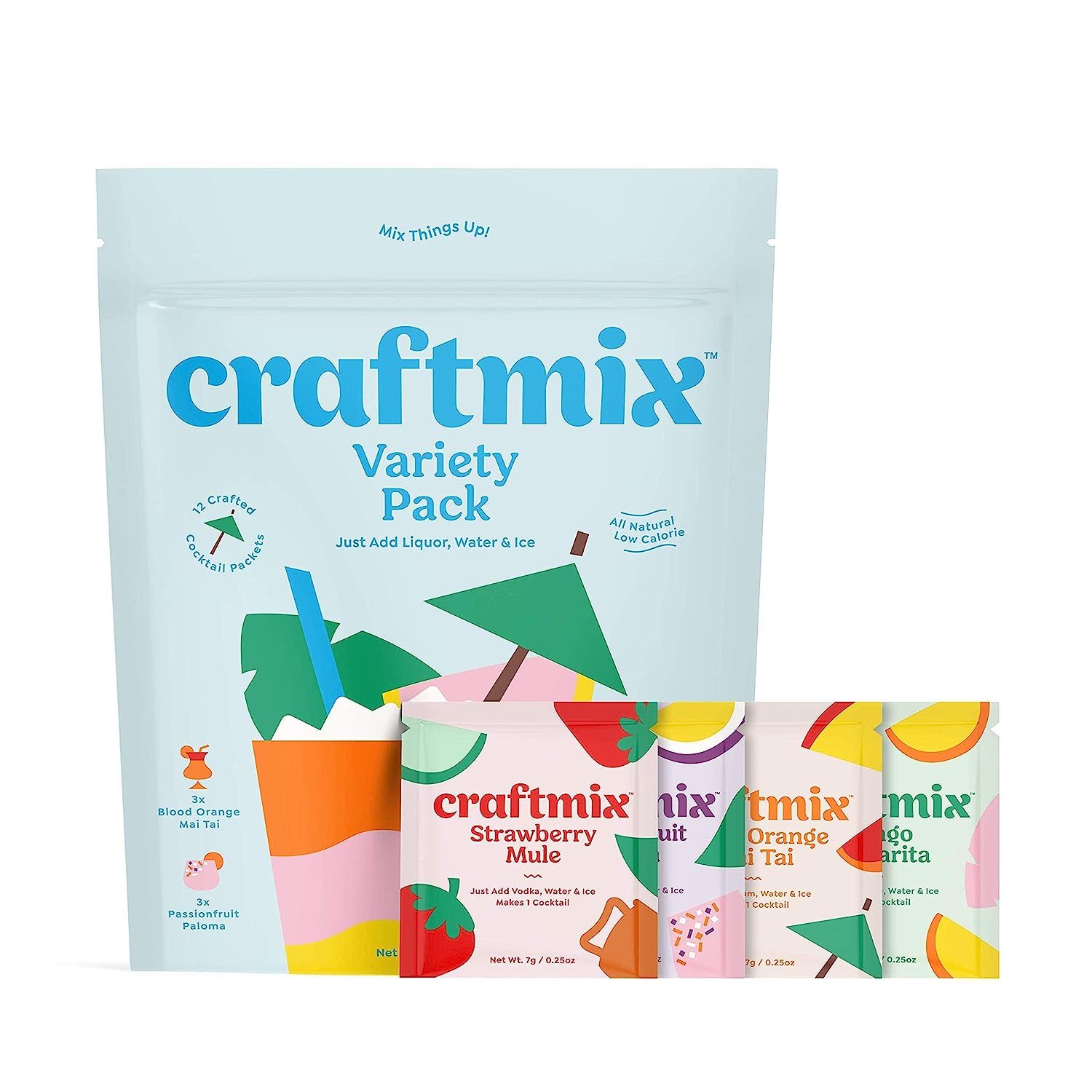 Craftmix Cocktail Mixers Variety (12 Pack) Mai Tai Margarita Mix Mule Paloma Flavors Gift Travel ... | Amazon (US)