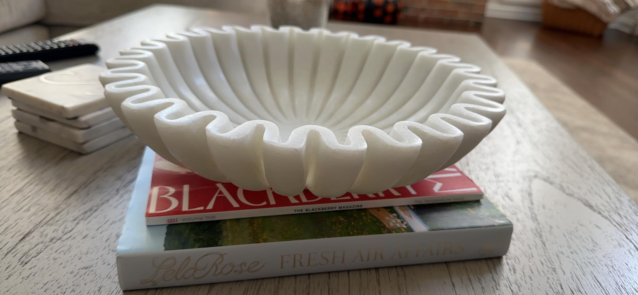 SWADESHI BLESSINGS HandCrafted Marble Ruffle Bowl/Antique Scallop Bowl/Fruit Bowl/Vintage Ring Dish/Decorative Flower Bowl/HouseWarming Gift/Wedding Gifts/Urli (6 Inches) | Amazon (US)