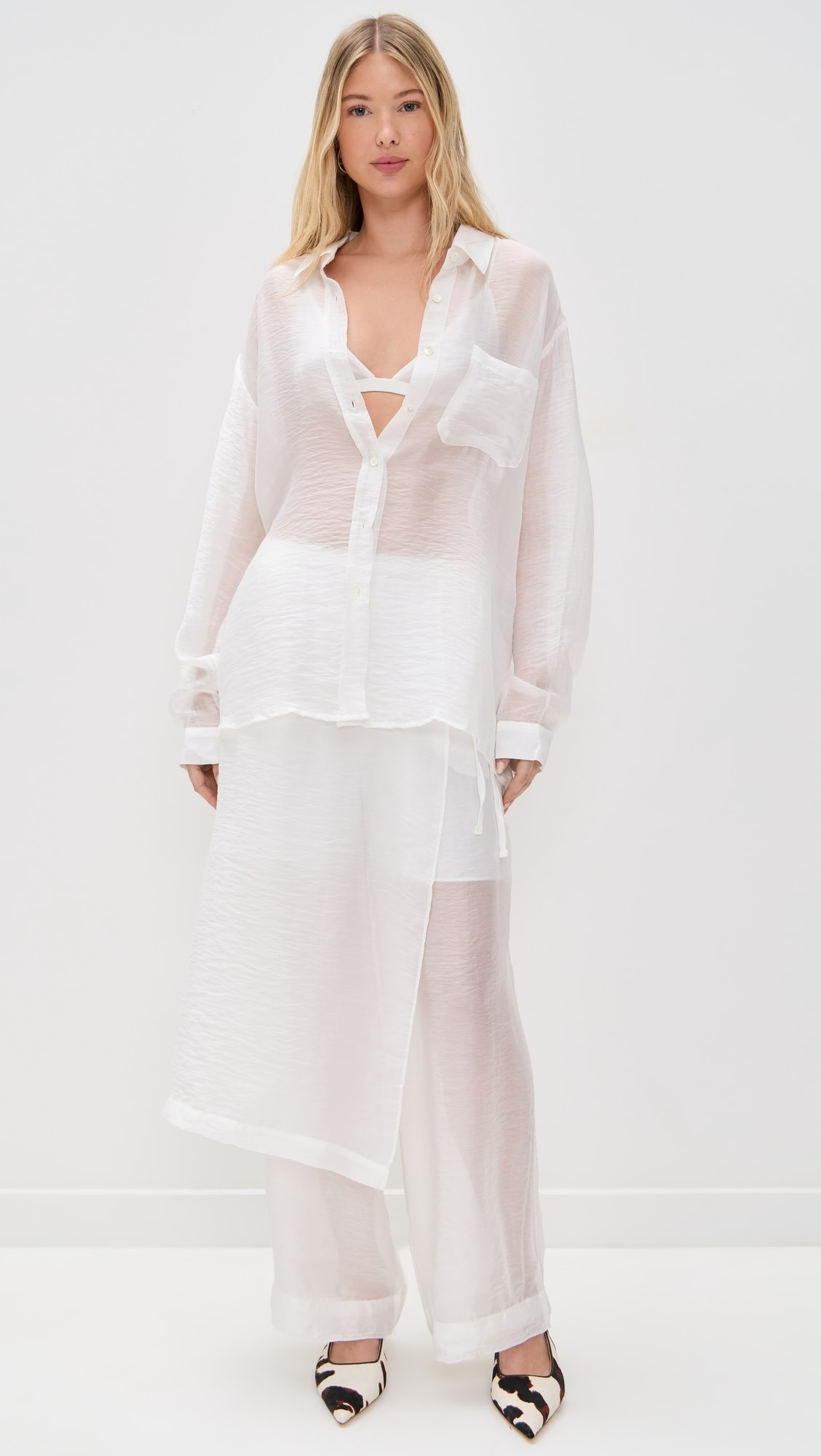 Textured Translucent Overlay Trousers | Shopbop