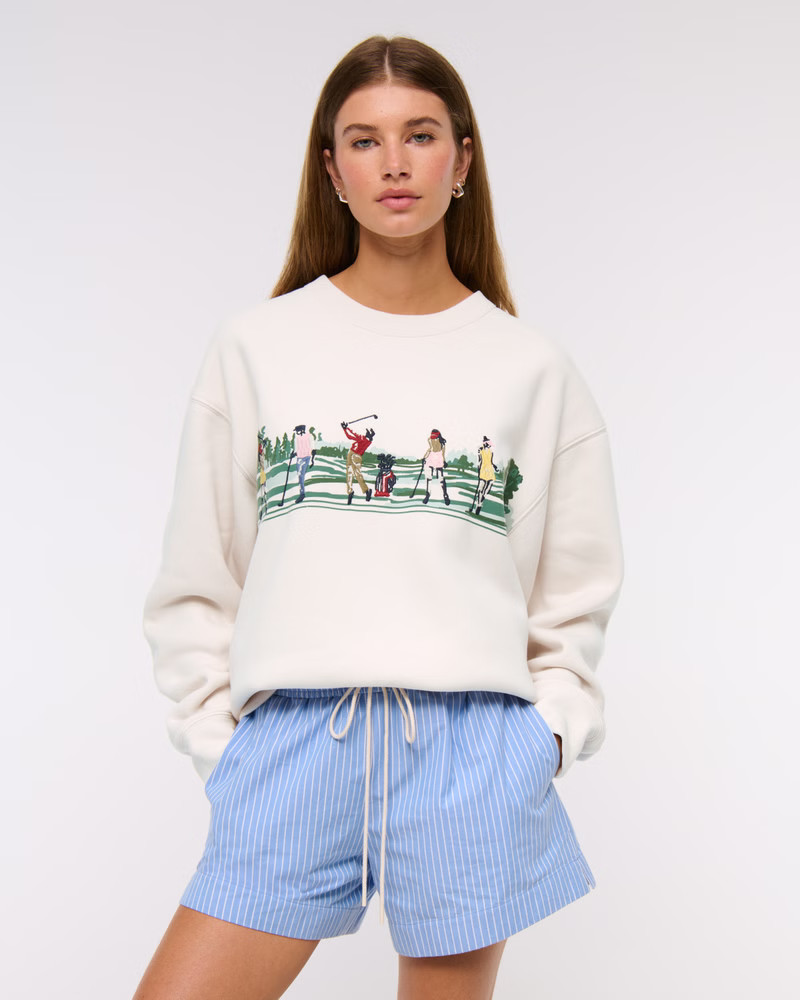 Women's Golf Graphic Oversized Sunday Crew | Women's Tops | Abercrombie.com | Abercrombie & Fitch (US)