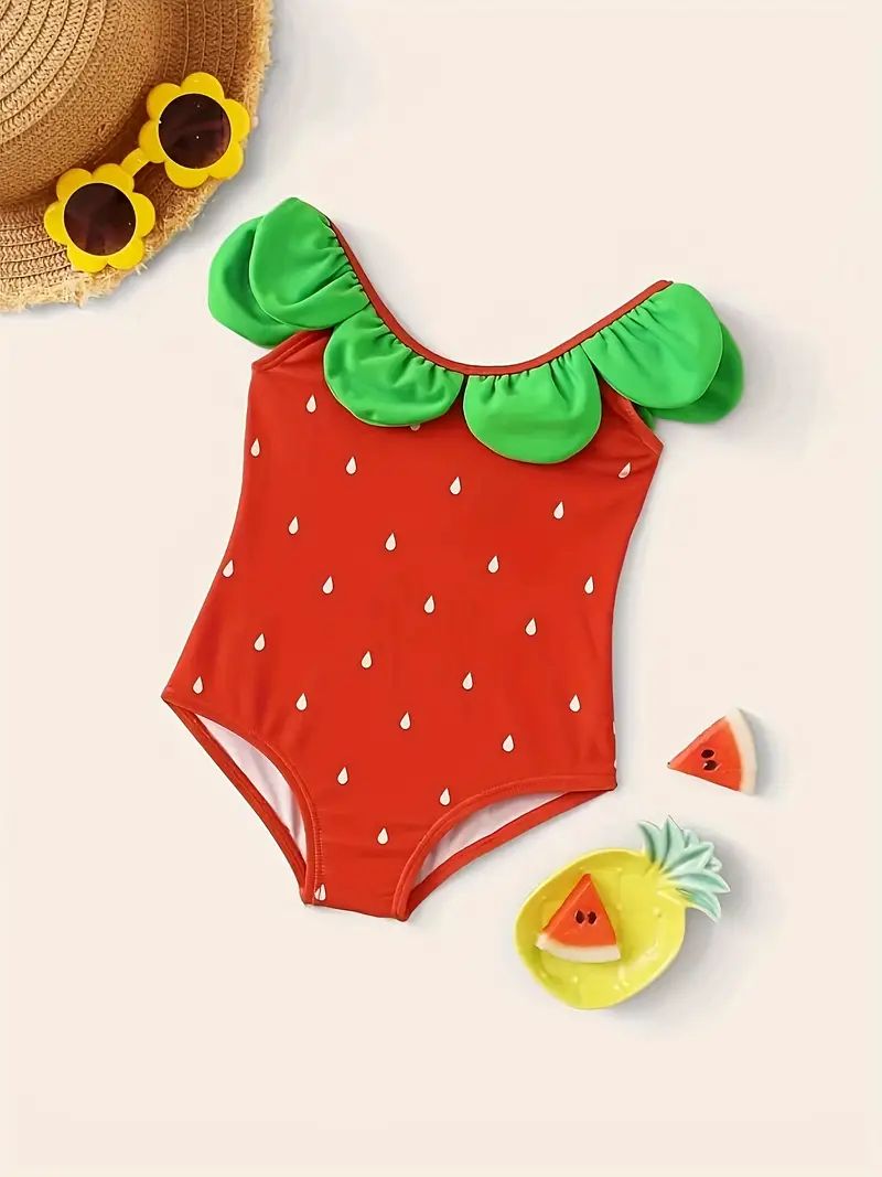 Toddler's Strawberry Pattern One-piece Swimsuit, Stretchy Bathing Suit, Baby Girl's Swimwear For ... | Temu Affiliate Program