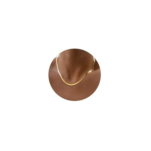 JOBICY Herringbone Gold Necklaces for Women Trendy, Dainty Chunky Snake Gold Chain Necklace 14K Gold Plated Choker Necklace for Women Minimalist Statement Gold Necklace Gold Jewelry | Amazon (US)