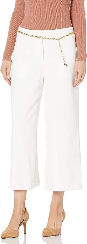 Tahari ASL Women's Cropped Wide Leg Pant with Chain Belt | Amazon (US)