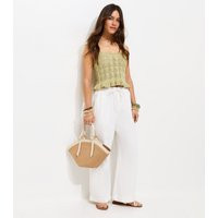 Women's Petite White Twill Cotton Wide Leg Trousers New Look | New Look (UK)