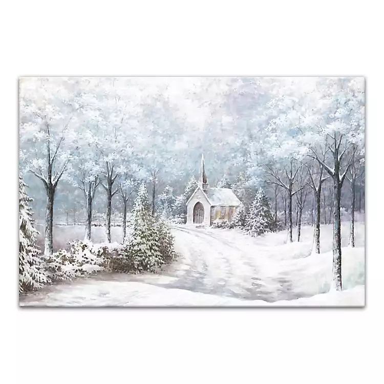 New! Chapel in a Winter Forest Canvas Art Print | Kirkland's Home