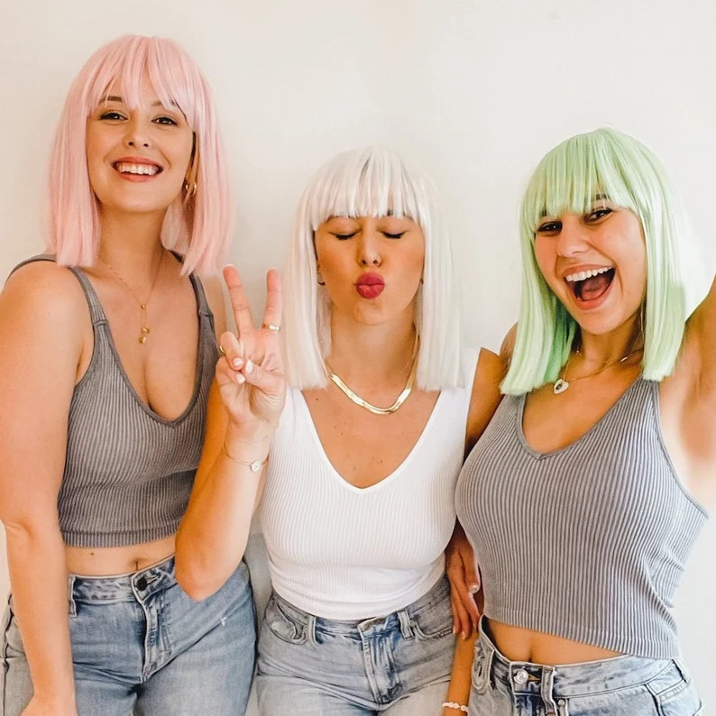 Bachelorette Party Wigs | Neon Pastel Wig with Adjustable Netting | Bridal Party Favors, Gifts, A... | Etsy (US)