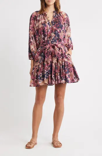Elvia Tie Waist Long Sleeve Minidress | Nordstrom