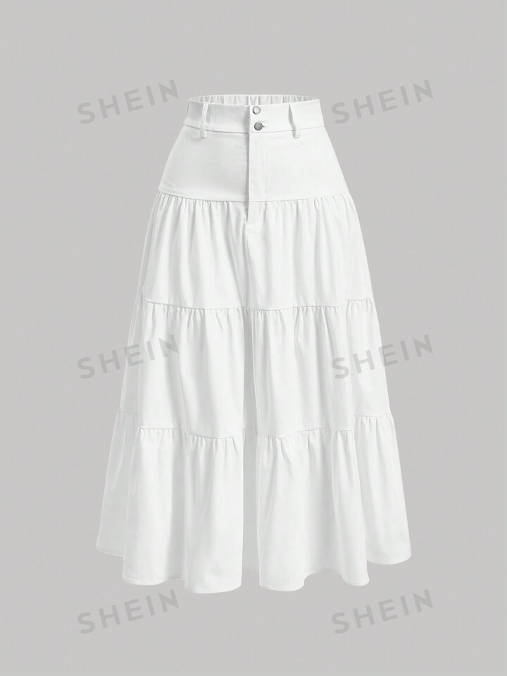 SHEIN MOD Falda unicolor bajo con fruncido | SHEIN