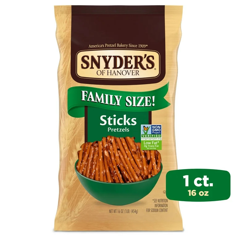 Snyder's of Hanover Pretzel Sticks, Family Size 16 oz | Walmart (US)