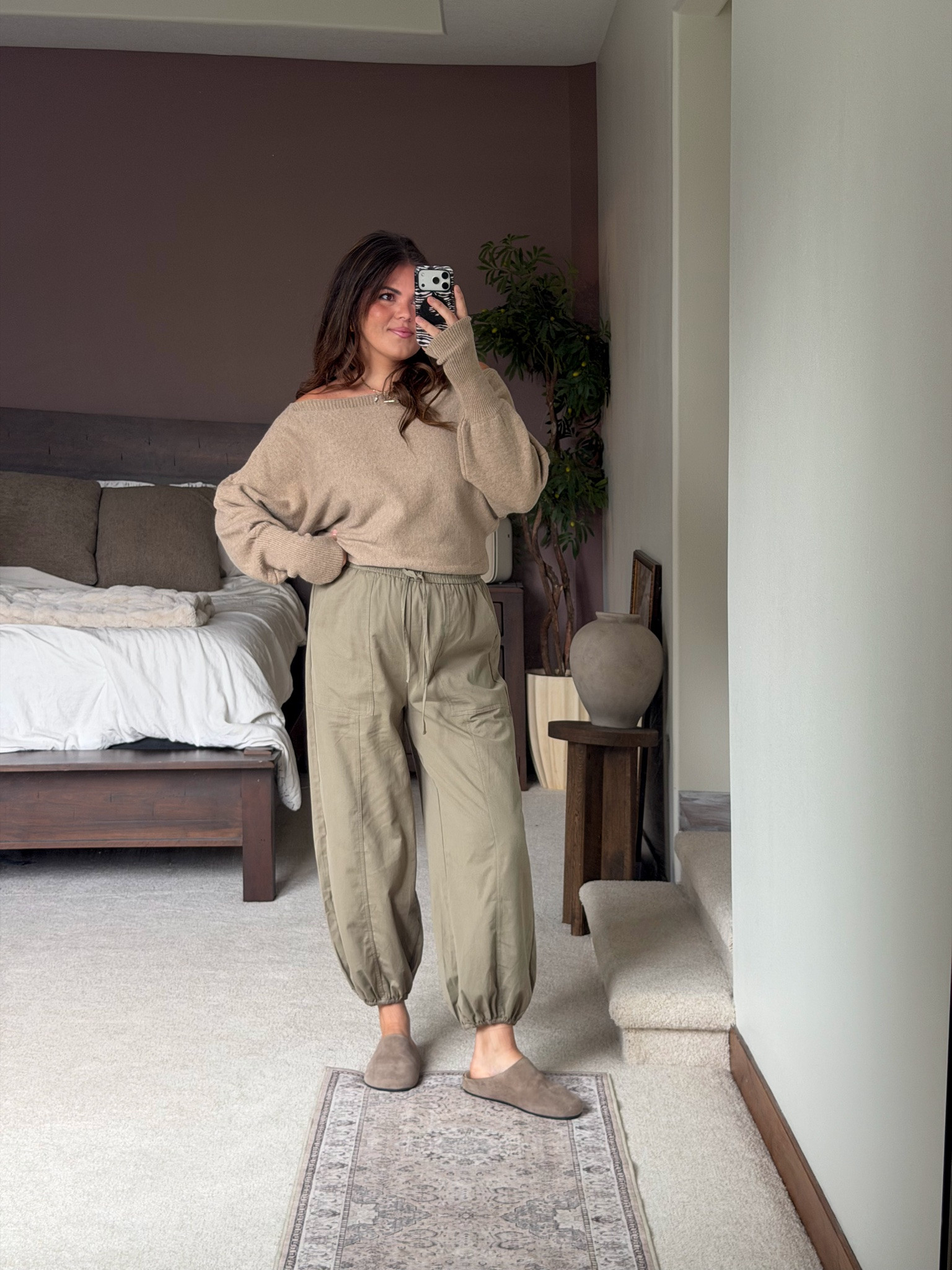 The cuuuutest fall outfit with green pull on pants from @Cupshe 

Use code hierica15 for 15% off

Would be a cute teacher outfit or Thanksgiving outfit too. 

Midsize, size 12, size 14, mom style, curvy outfit, thick tummy approved