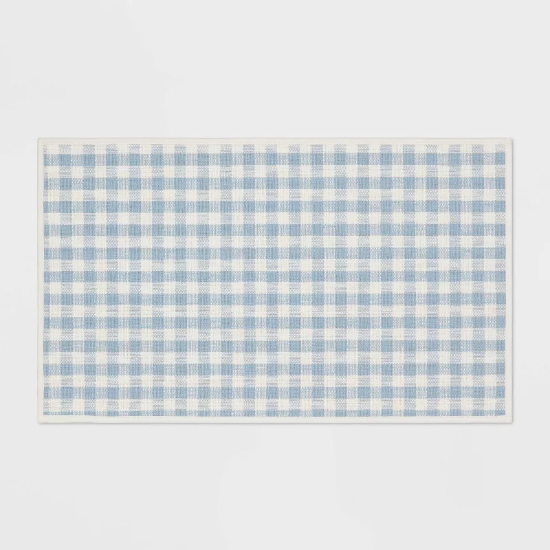 34" x 20" Cotton Gingham Kitchen Rug Light Blue - Threshold™ | Target