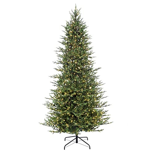 Puleo International 10 ft Pre-Lit Slim Balsam Aritifical Fir Tree 6357 Tips 900 Clear Lights On/Off Foot Pedal Switch | Amazon (US)
