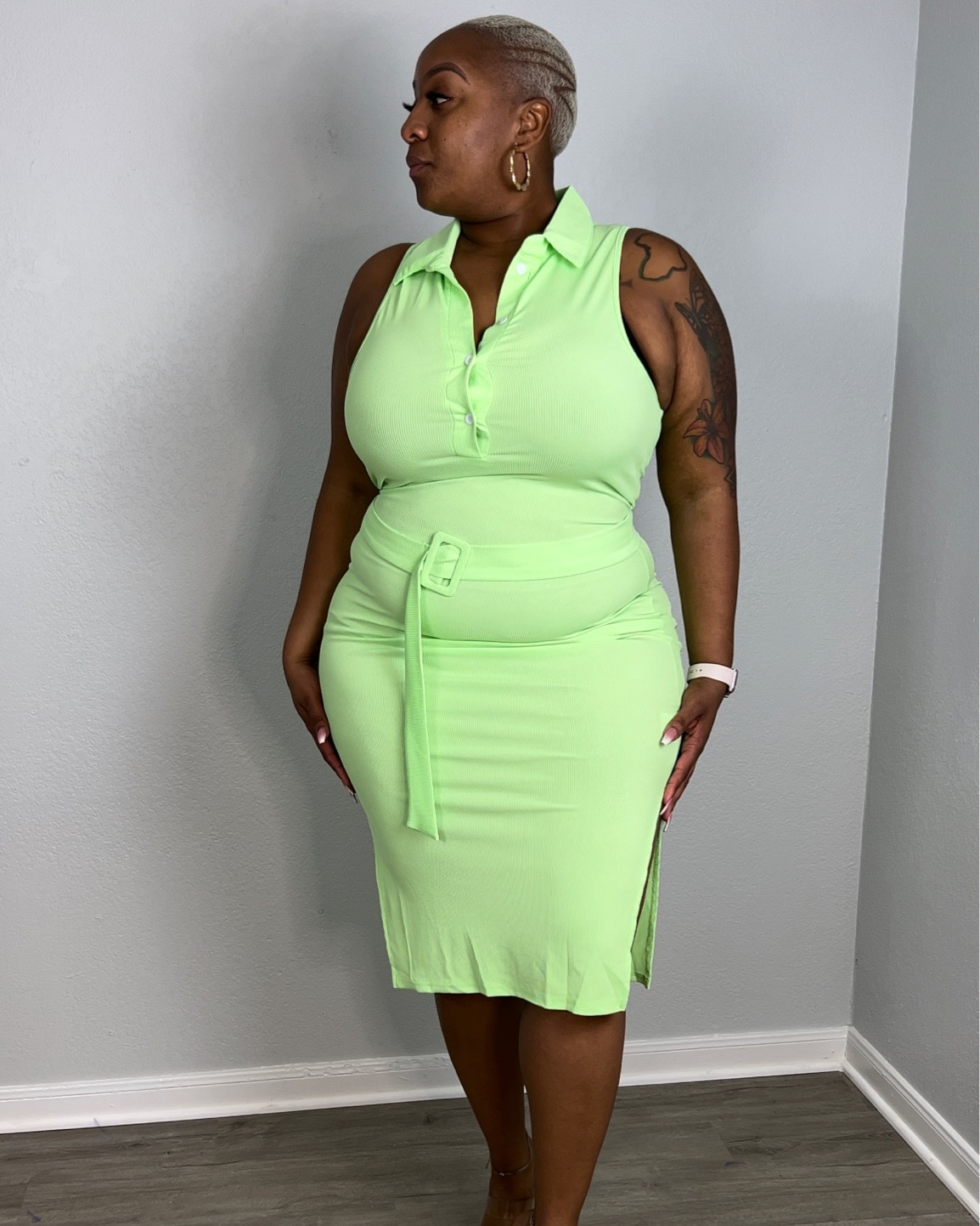 Plus size neon hot sale green dress