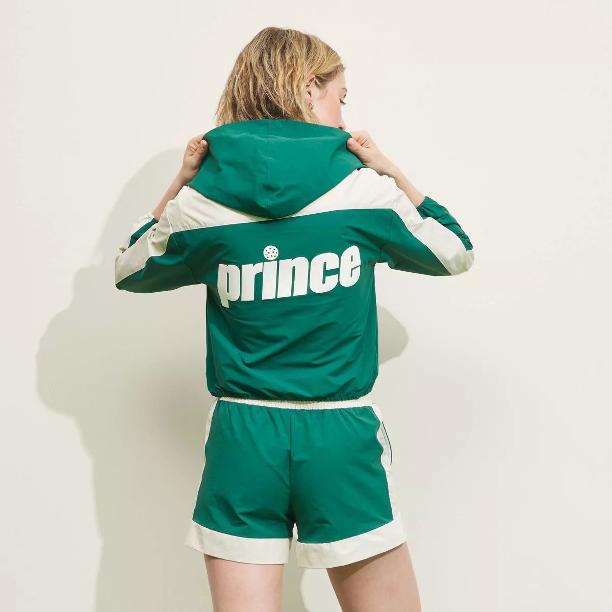 Prince Women's Woven Zip-Front Hooded Jacket - Green | Target