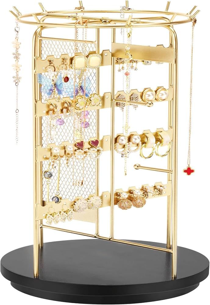 Homde 360 Rotating Jewelry Stand | Hold up to 100 Pairs of Earrings and 34 Necklaces | Jewelry To... | Amazon (US)
