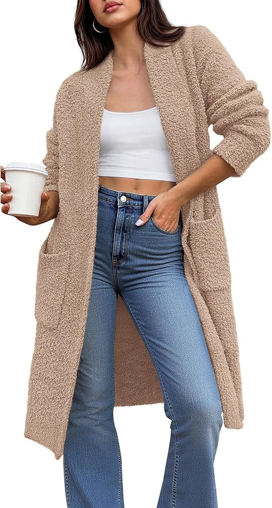 BTFBM Long Cardigans for Women Fall 2025 Long Sleeve Sweaters Open Front Oversized Casual Knit Ou... | Amazon (US)