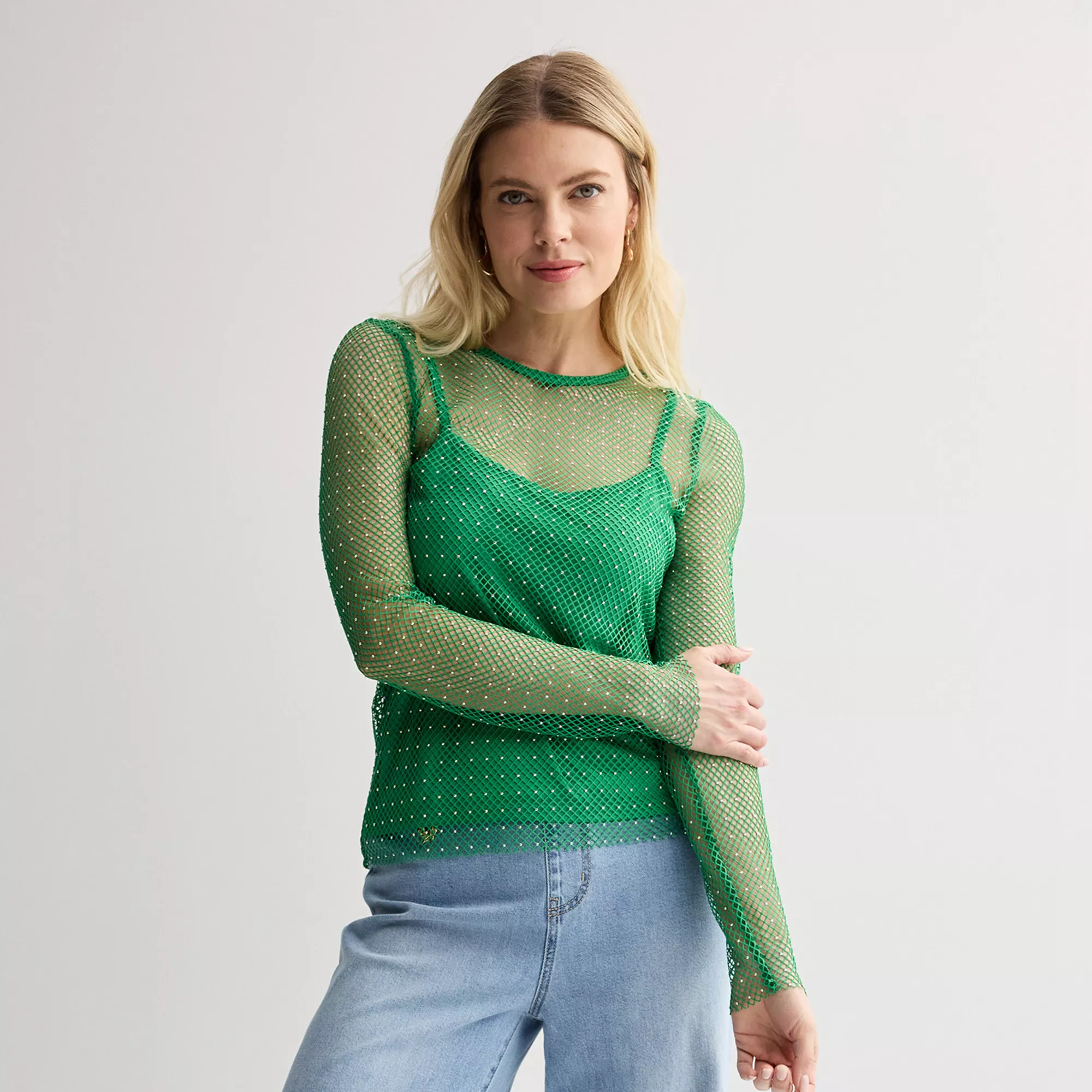 Women's INTEMPO™ Rhinestone Mesh Top | Kohl's