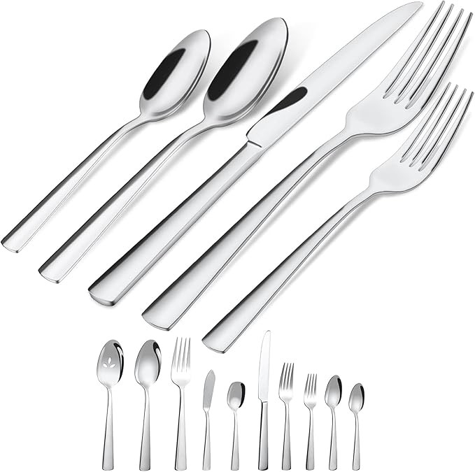 45-Piece Silverware Set Flatware Cutlery Set Service for 8, Durable Stainless Steel Tableware in ... | Amazon (US)