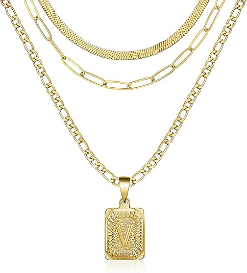 Memgift Gold Layered Necklace Set 3 PCS for Women Girls Dainty Trendy Paperclip Snake Choker Gold... | Amazon (US)