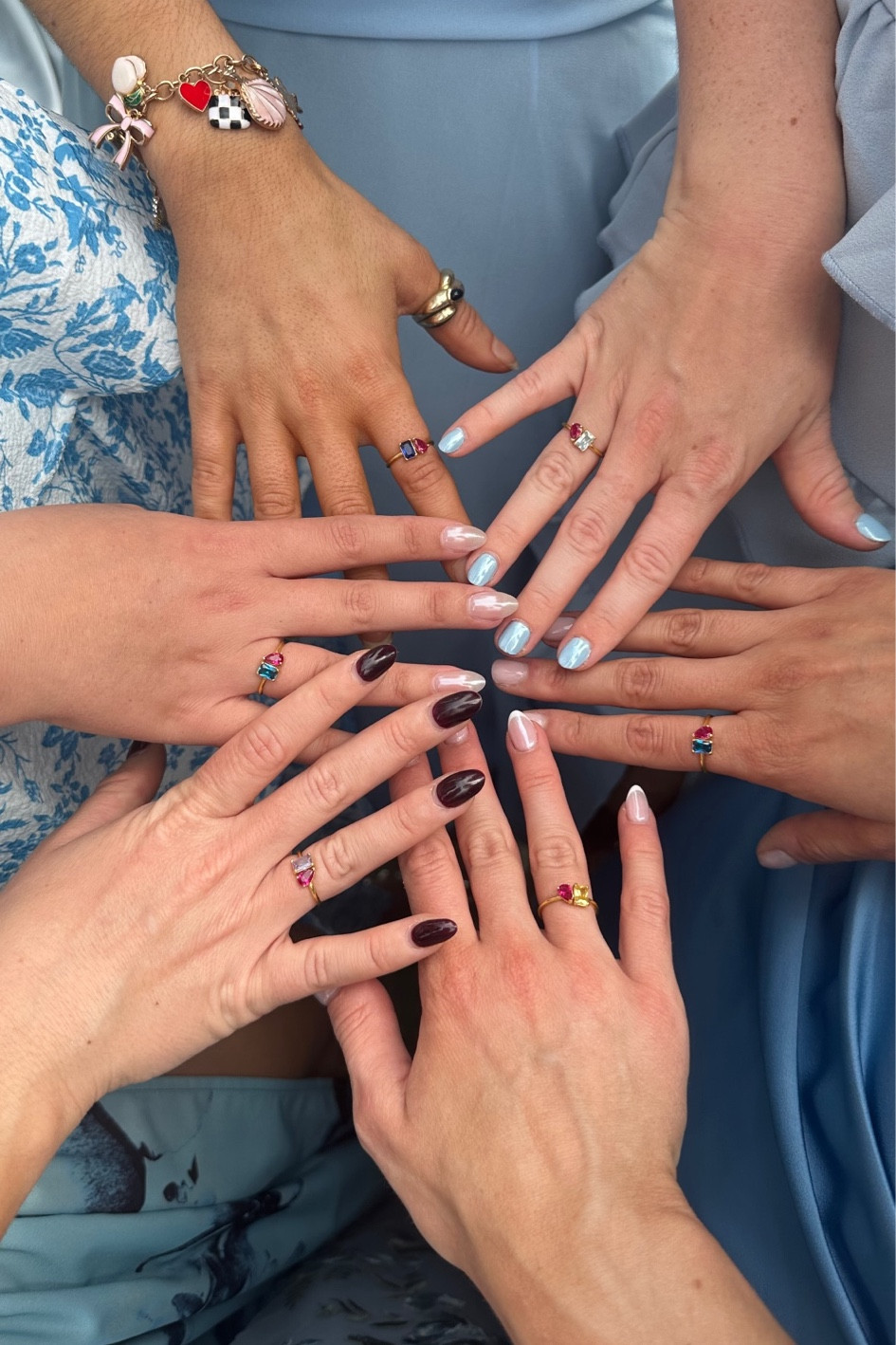 Bridesmaid rings! One stone for the bride’s birthstone and one stone for the girls ❤️ 