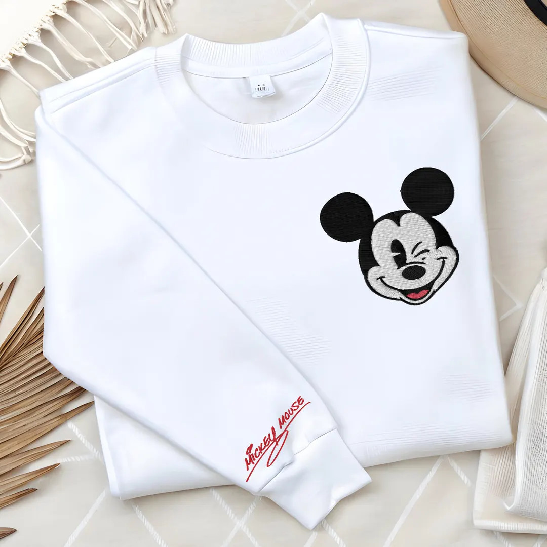 Embroidered Mickey Sweatshirt, Sleeve Signed Disney Hoodie, Sweater for Disney Trips, Gift for Hi... | Etsy (US)
