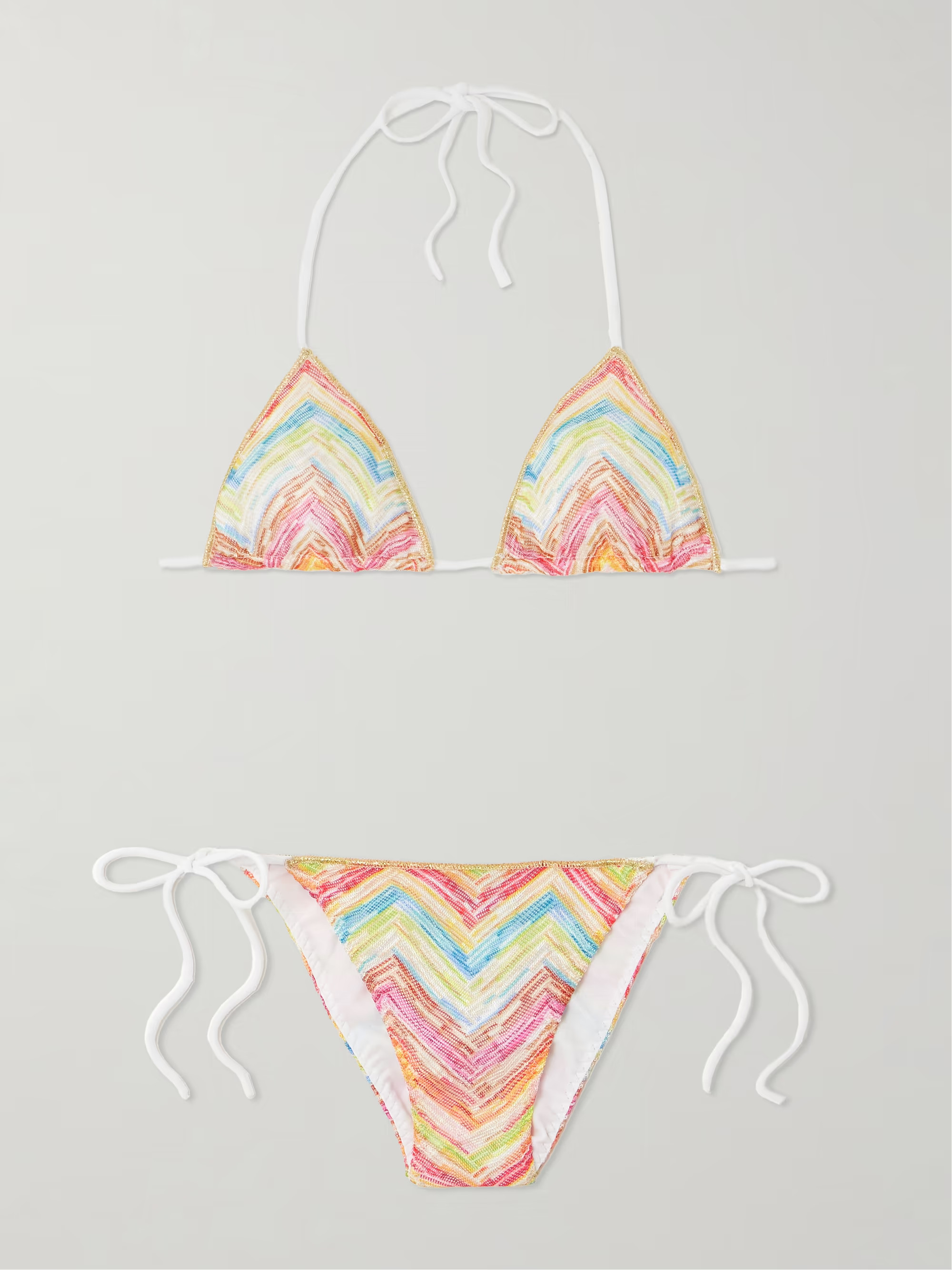 Mare striped metallic crochet-knit triangle bikini | NET-A-PORTER (US)
