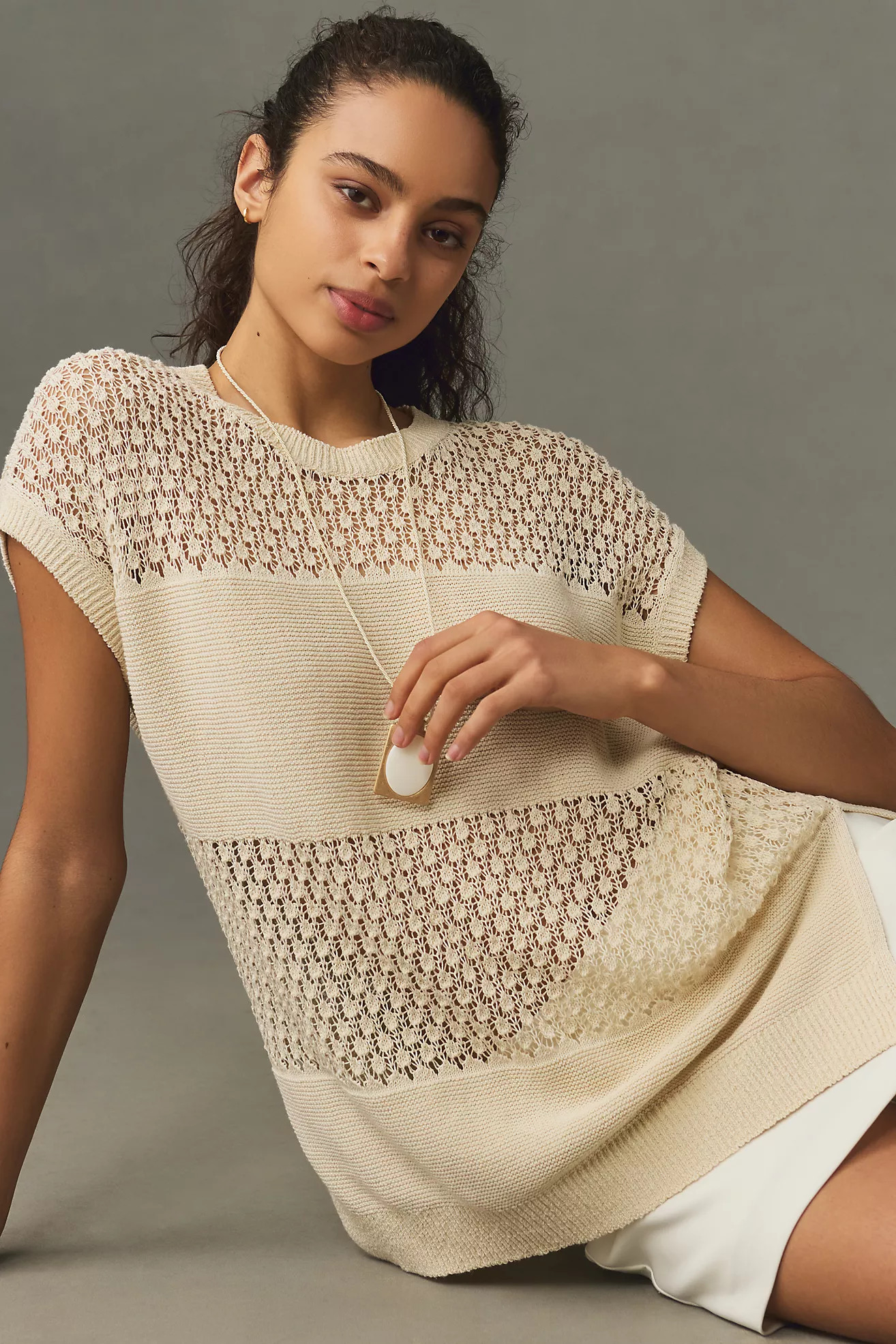 Maeve Open-Stitch Mesh Sweater Vest | Anthropologie (US)