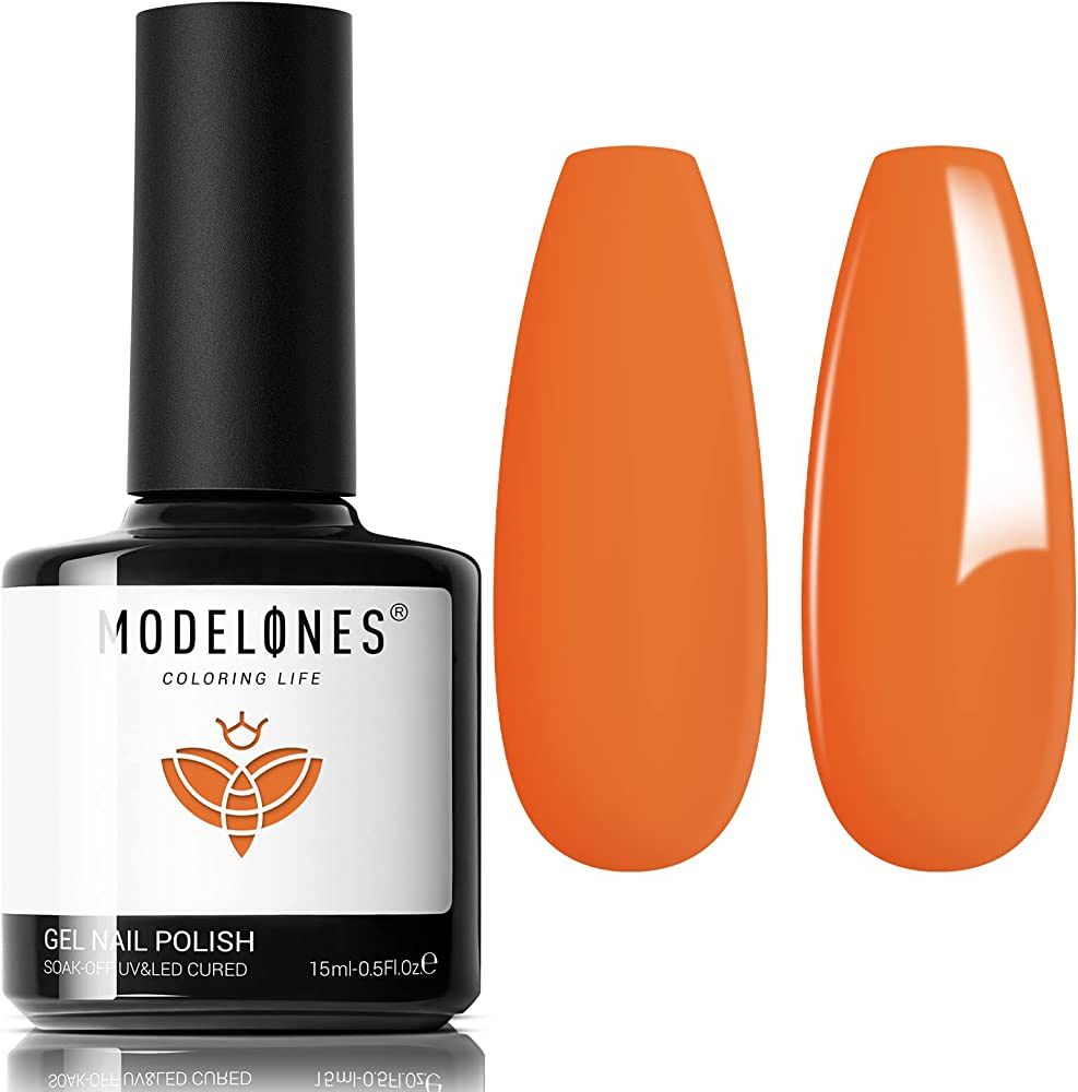 modelones Gel Nail Polish, 1 Pcs 15ML Bright Neon Orange Color Gel Polish Soak off LED Spring Sum... | Amazon (US)