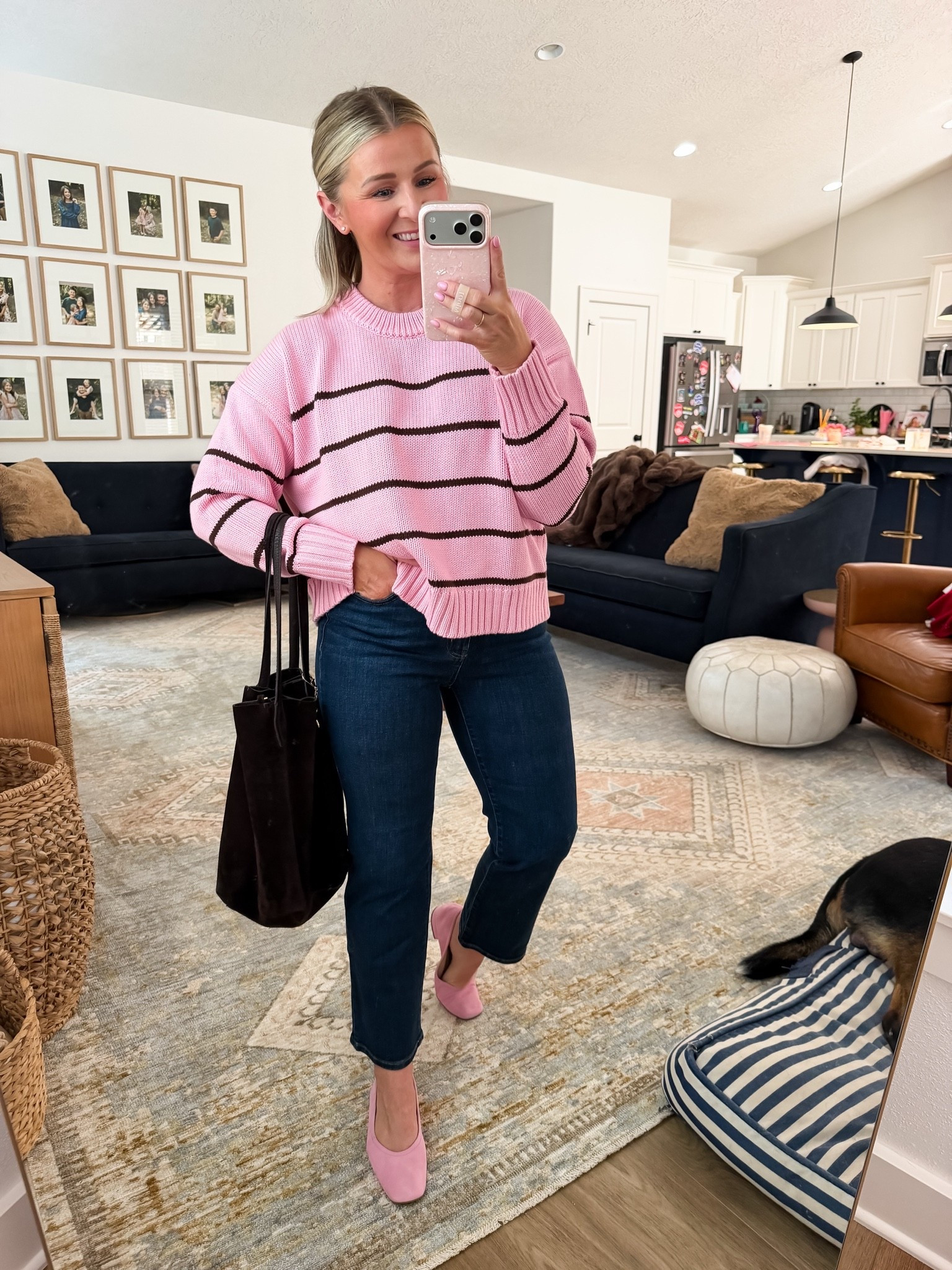 @Quince early fall staples.wearing the short in these straight leg jeans. They are soft, stretchy and comfortable. If between sizes go down. 
Medium sweater for an oversized fit

#LTKootd #LTKOver40 #LTKPetite