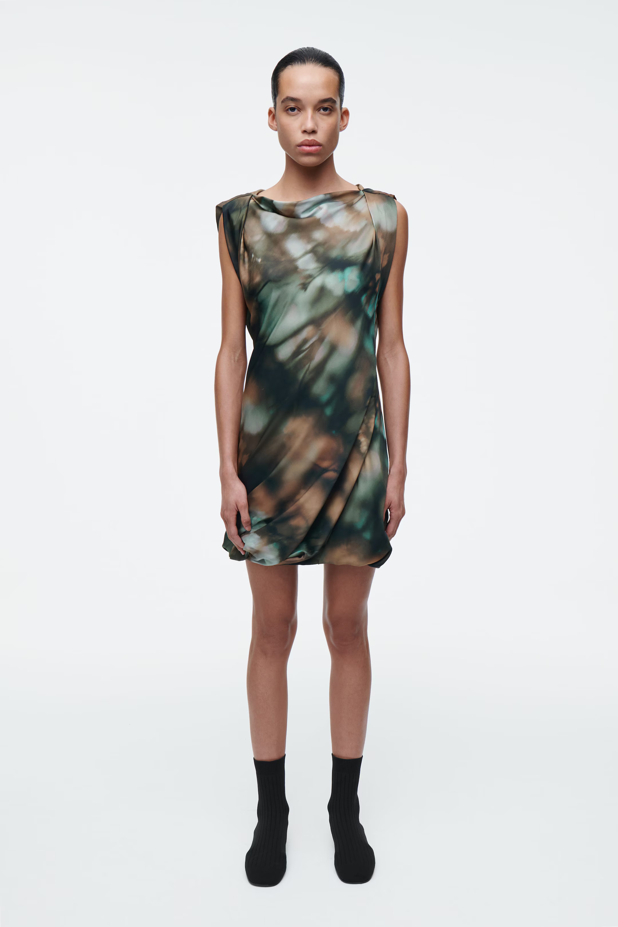 PRINTED DRAPED SILK DRESS - MIDNIGHT / FLORAL | COS | COS (EU)