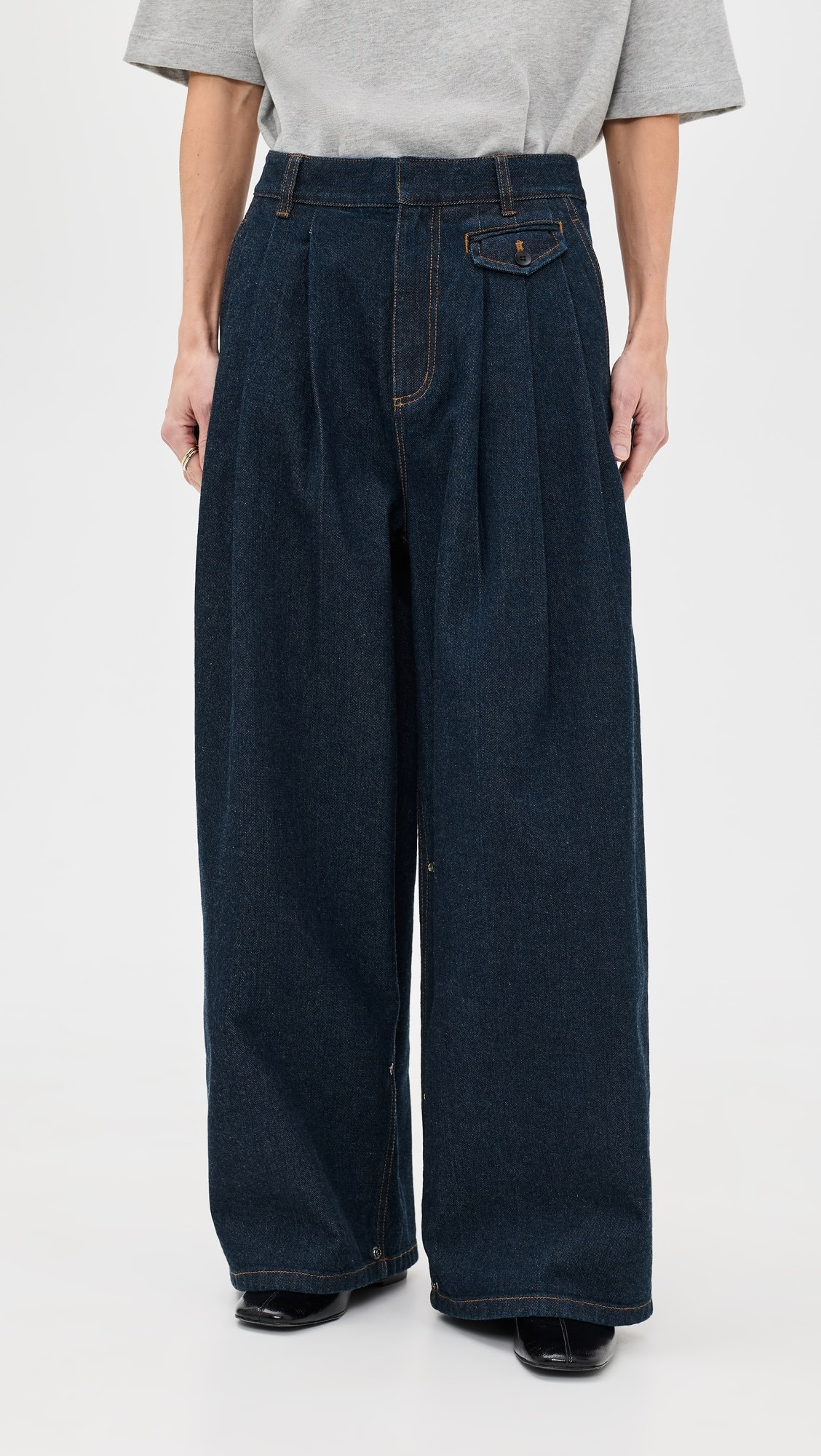 Indigo Denim Triple Pleat Jeans | Shopbop