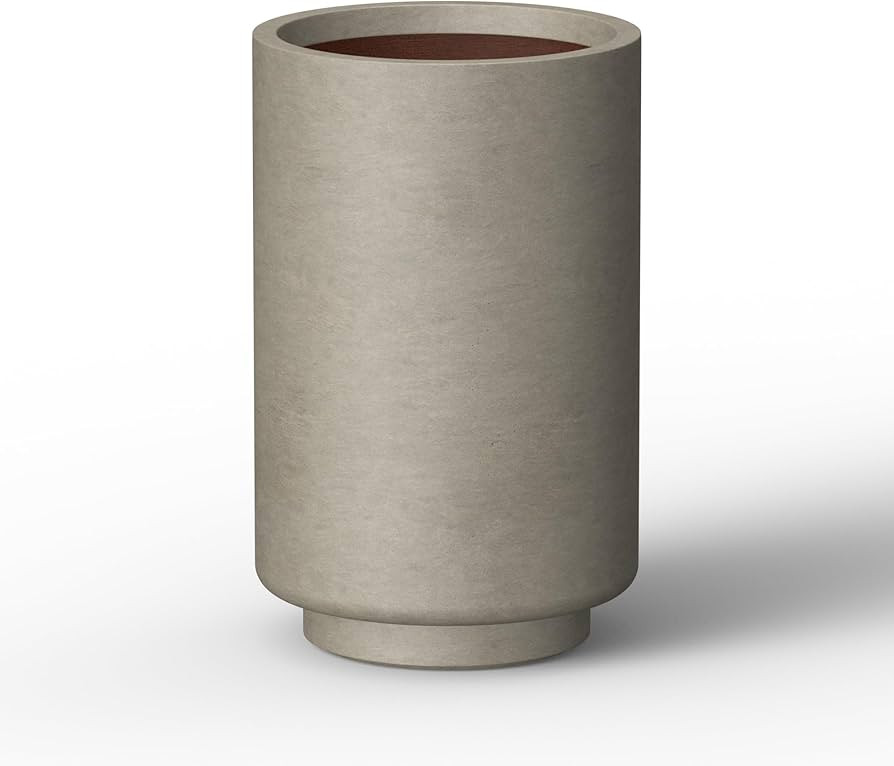 Kante 15.7 Inch Tall Concrete Planter, Round Pedestal Design Garden Pot for Indoor Outdoor Plants... | Amazon (US)