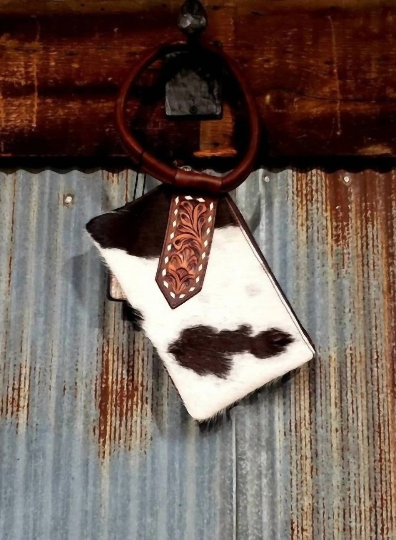 Leather Cowhide Cuff Clutch In Brown | Shop Simon