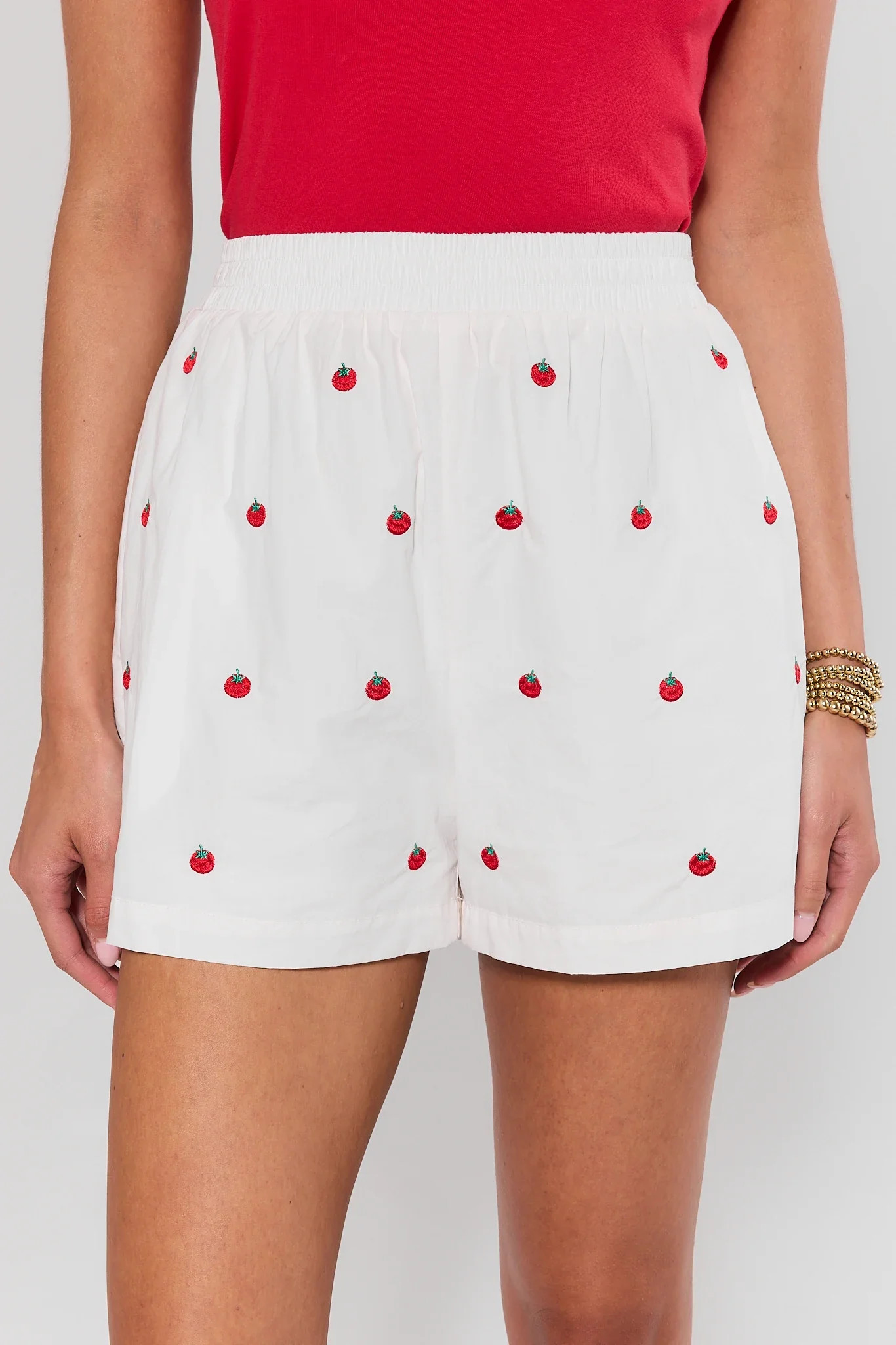 White Tomato Embroidered Shorts | Avara