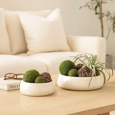 Elegant Ceramic Decorative Bowl for Coffee Table - Decorative Centerpiece Table Decorations or Living Room for Home Decor Accents - Set of 2, 4" White | Target
