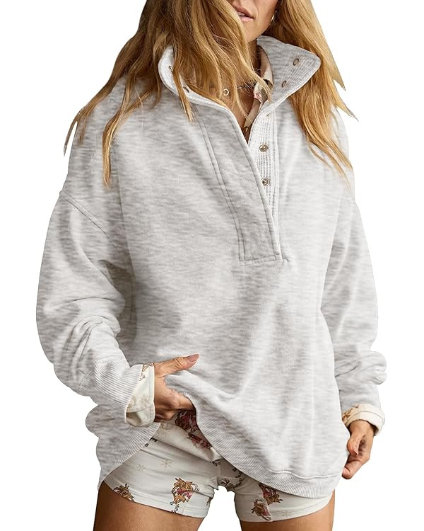 Gacaky Sweatshirt for Women Oversized Casual Long Sleeve Button Henley Neck Pullover Tops Fashion... | Amazon (US)