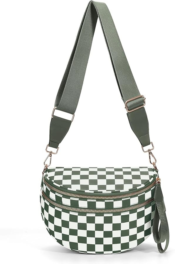 Checkered Crossbody Bum Bags for Women Nylon Checkered Purse Checkerboard Fanny Pack | Amazon (US)