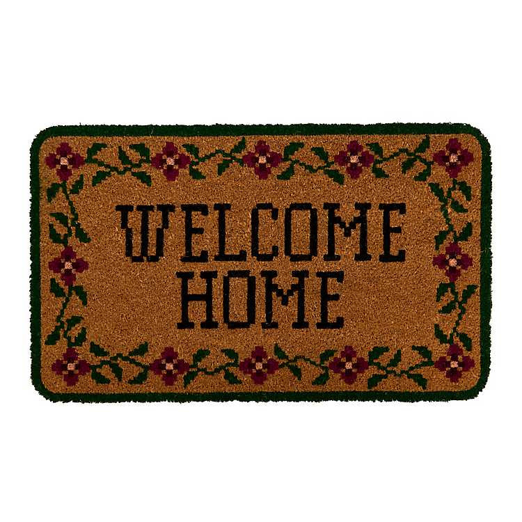 Welcome Home Cross Stitch Coir Doormat | Kirklands