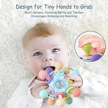 Baby Teething Toys - Infant Sensory Chew Rattles Toys - Newborn Montessori Learning Developmental... | Amazon (US)