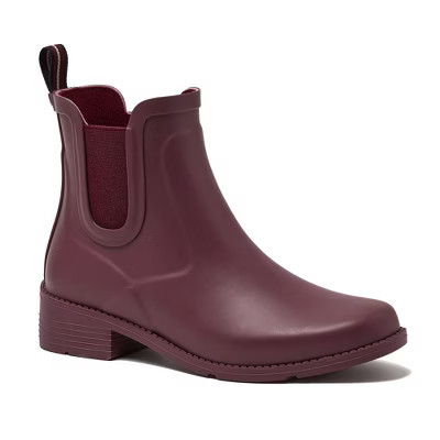 Lands' End Women's Rubber Chelsea Rain Boots - 9 - Royal Burgundy | Target