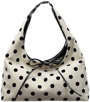 MaxxCloud Polka Dot Bow-Embellished Top-Handle Bag for Women-Underarm Tote,Shoulder Bag&Handbag f... | Amazon (US)