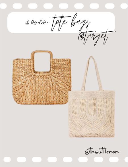 Perfect woven tote bags for the beach or spring & summer days! Under $40 at target 

Bags, tote bags, summer style, spring style, target bags 

#LTKtravel #LTKitbag #LTKSeasonal