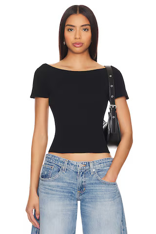 Free People X Intimately FP Ribbed Seamless Off Shoulder Top In Black from Revolve.com | Revolve Clothing (Global)