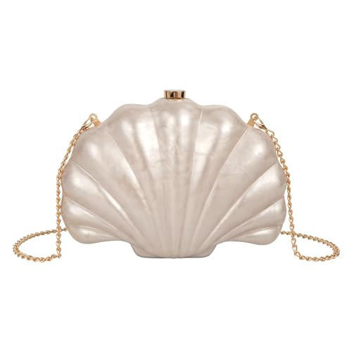 Women Seashell Evening Bag Purse Mermaid Chain Strap Clutch Handbag Shoulder Bag | Amazon (US)
