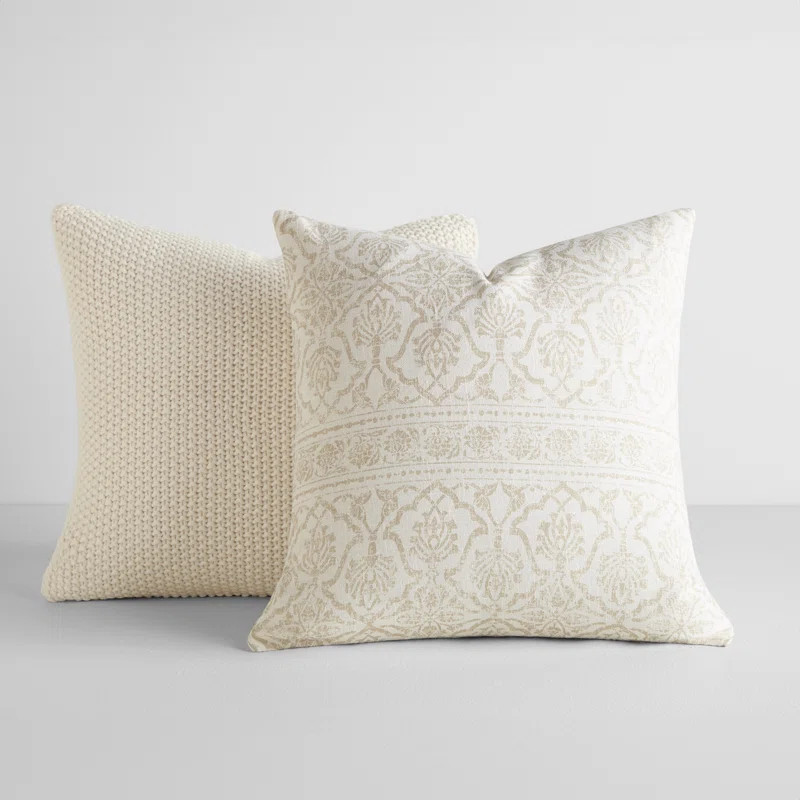 2-Pack Decor Throw Pillows Seed Stitch Knit with Cotton Patterns | Wayfair North America