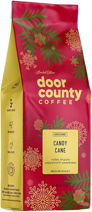 Door County Coffee Candy Cane Flavored Coffee Ground - 8oz Bag - Holiday Seasonal - Medium Roast ... | Amazon (US)