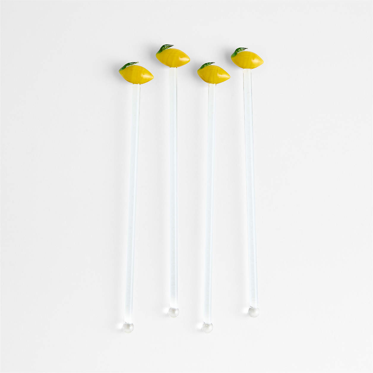 Lemon Icon Glass Drink Stirrers, Set of 4 + Reviews | Crate & Barrel | Crate & Barrel
