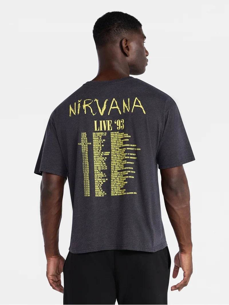 Nirvana Men's and Big Men's Smiley Tour Graphic Tee with Short Sleeves, Sizes XS-3XL - Walmart.co... | Walmart (US)